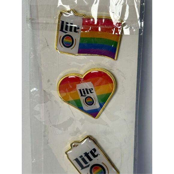 Miller Lite Pride LGBT Rainbow Pins pack of 3 NEW - Picture 2 of 5